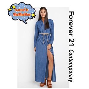 NWT Dark Denim/Chambray Maxi Shirt-Dress